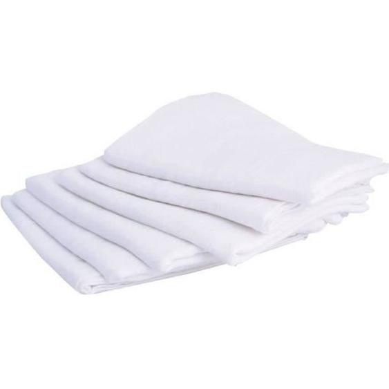 Lot De 6 Langes Carré - Domiva - Blanc - 70x70cm - 100% Coton - Lavable À 95°c Blanc