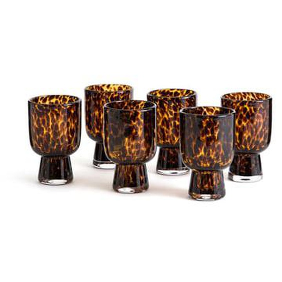 Lot de 6 verres à pied en verre ambré, Fauvita