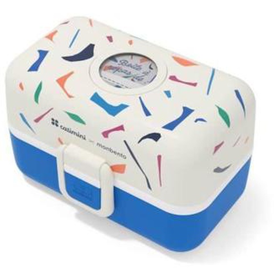 Lunch Box Enfant - Boîte Repas Et/ou Goûter 3 Compartiments - Idéal Ecole/parc - Sans Bpa - Mb Tresor Bleu Terrazzo - Monbento Blanc