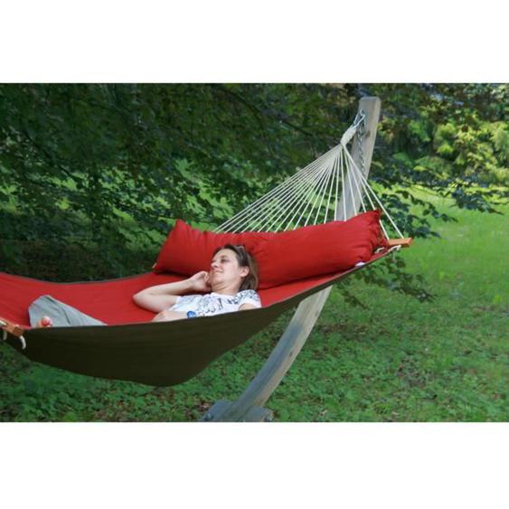 MacaMex California Hot Chocolate - hamac double barre rembourré résistant aux intempéries (certifié FSC™) rouge imperméable pour 2