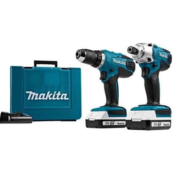 Perceuse sans fil 18V DF4880 + clé à chocs 18V TD127D Makita avec 2 batteries 18V 1.5 Ah + chargeur + 30 embouts - DK18A35X1