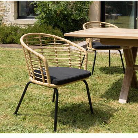 MALO - Lot de 2 fauteuils en rotin synthétique couleur naturelle