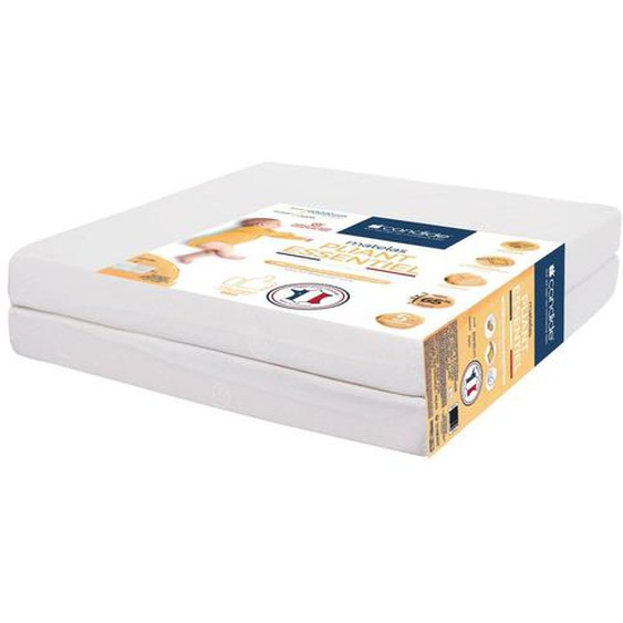 Matelas Bébé Pliant 2 Parties 60x120x7cm Essentiel Fabriqué En France - Garantie 5 Ans Blanc