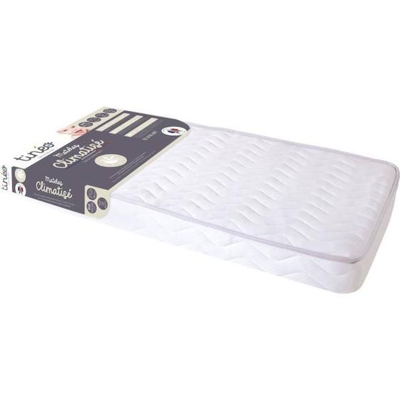 Matelas Climatisé 60x120x10cm - Matelas Bébé - Climatisé - 1 Face Été - 1 Face Hiver - Sans Traitement - Fabriqué En France Blanc