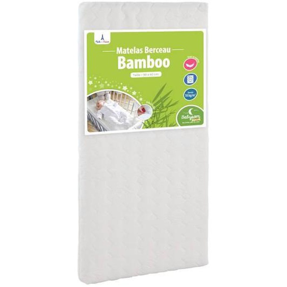 Matelas De Berceau Bamboo - Babysom - 90x40 Cm - Viscose Douce Et Fraîche - Épaisseur 5 Cm - Oeko-tex® Blanc