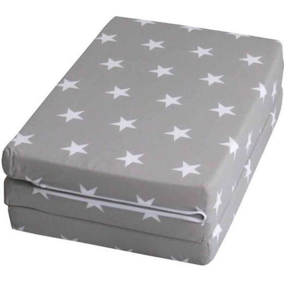 Matelas De Voyage Roba Little Stars Pliable - 60x120 Cm - Housse Amovible - Gris / Blanc Gris