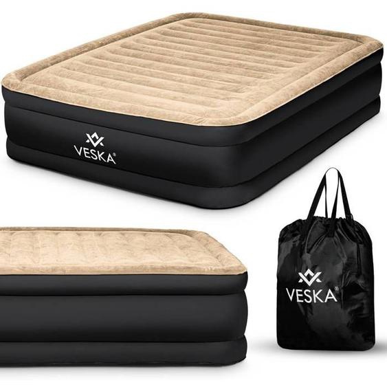 Matelas gonflable 2 places avec pompe électrique intégré - Beige