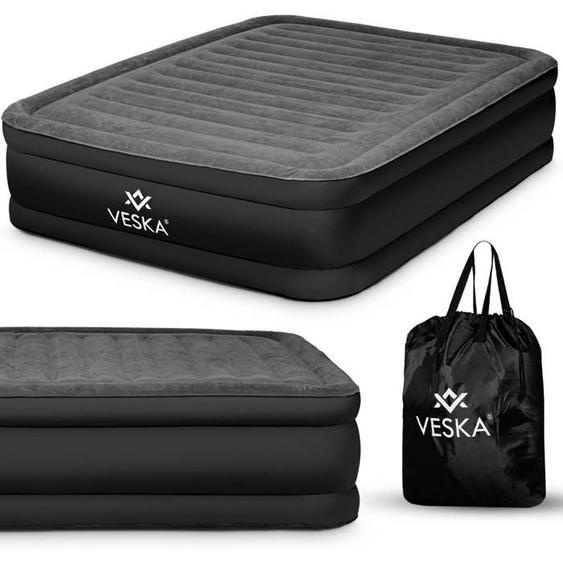 Matelas gonflable 2 places avec pompe électrique intégré  - Gris