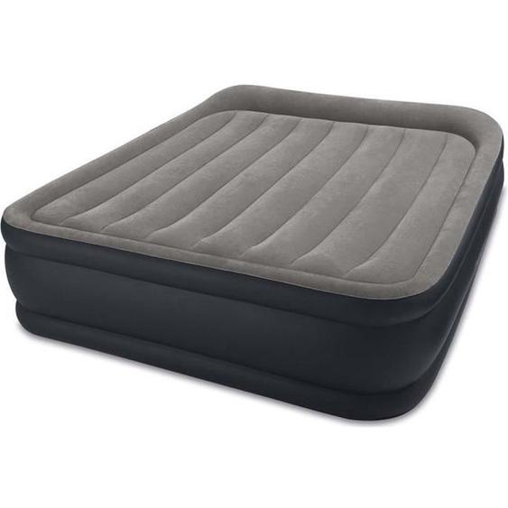 Matelas gonflable 2 places Fiber Tech Luxe avec gonfleur électrique - INTEX - Bleu