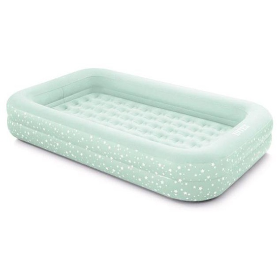 Matelas gonflable enfant 1 place + gonfleur - Intex - Vert - Lit de voyage