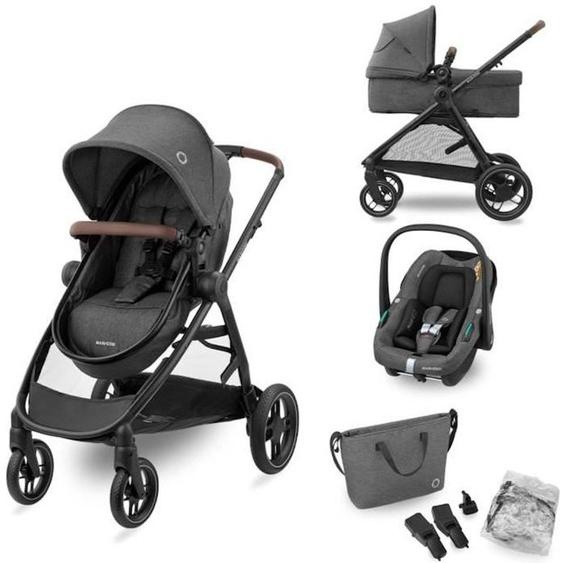 Maxi-cosi Poussette 3 En 1 Zelias Isize-nacelle+siège Auto Cabriofix S Isize+sac À Langer+habillage Pluie.de Naissance Jusquà 22kg Gris