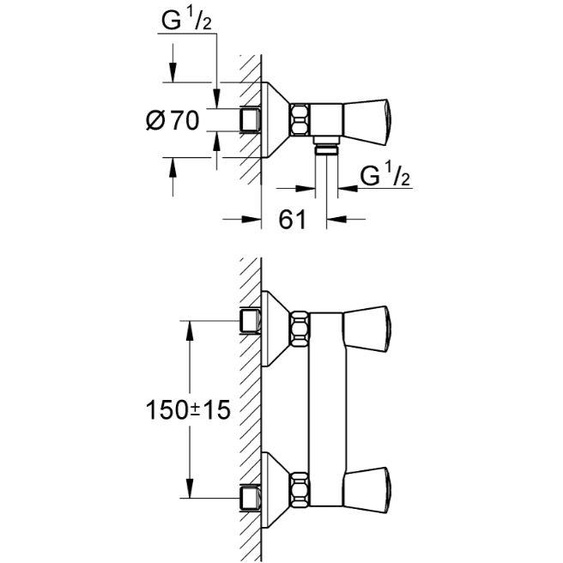 Mélangeur de douche COSTA S entraxe 150 mm bicommande - GROHE - 26317001