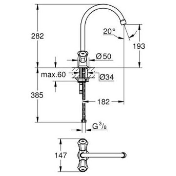 Mélangeur dévier COSTA L monotrou - GROHE - 31829001