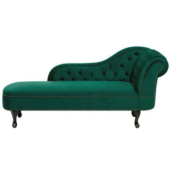 Méridienne à droite chesterfield en velours vert NIMES