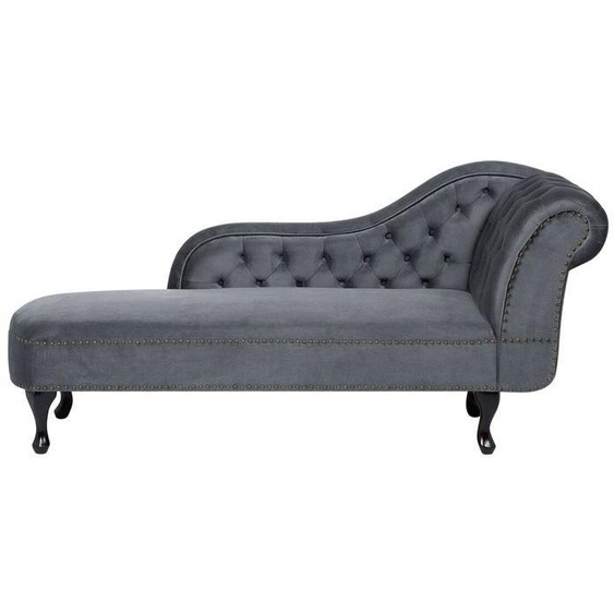 Méridienne Chesterfield côté droit en velours gris NIMES