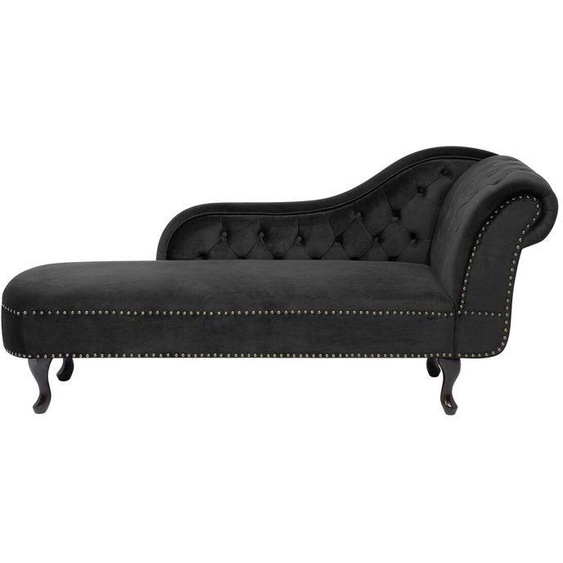 Méridienne Chesterfield côté droit en velours noir NIMES