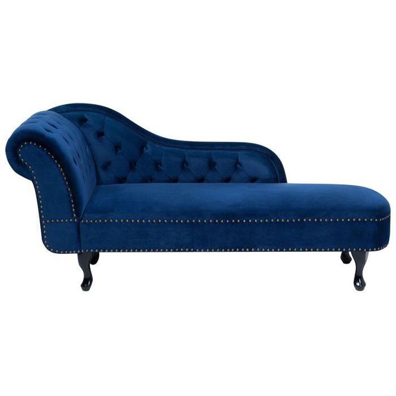 Méridienne Chesterfield en velours bleu côté gauche NIMES