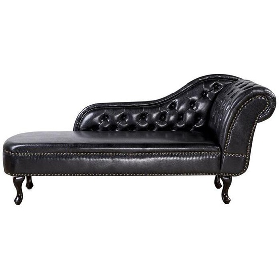 Méridienne Chesterfield noire brillante côté droit NIMES