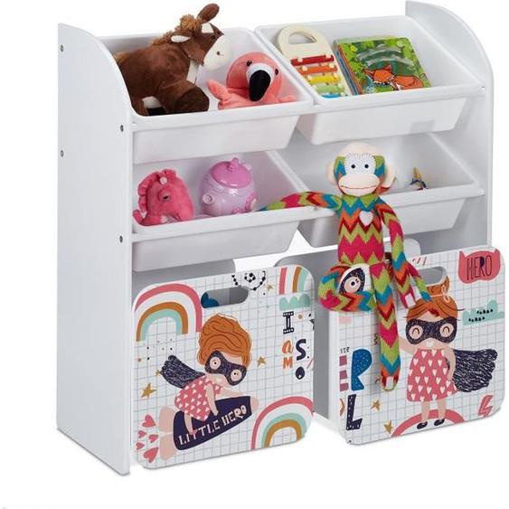 Meuble à jouets - RELAXDAYS - Thème Petite Héroïne - Rangement pour Enfant - Blanc