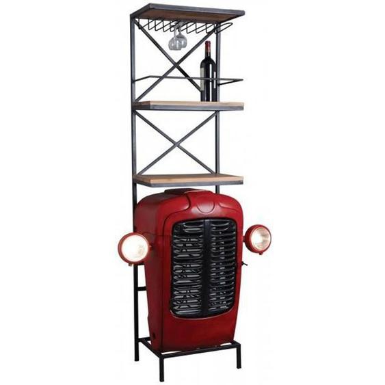 Meuble bar tracteur - Essentiel - Rouge - Métal - 88 x 34 x 180 cm - 2 portes