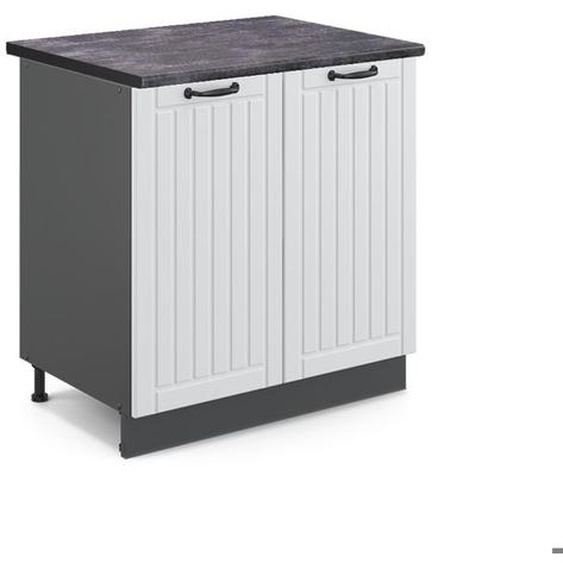 Meuble bas sous-évier Fame-Line, 80 cm avec étagère, PT Anthracite, Blanc campagne, Vicco