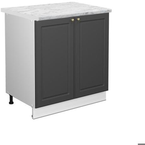 Meuble bas sous-évier Fame-Line, 80 cm avec étagère, PT Marbre, Anthracite-or, Vicco