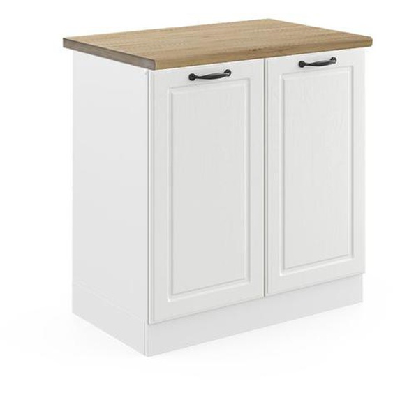 Meuble bas sous-évier R-Line, 80 cm , PT Chêne, Blanc campagne, Vicco