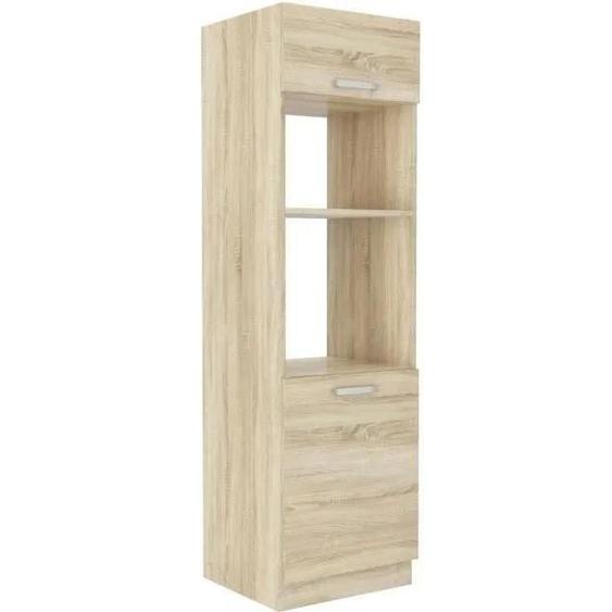 Meuble Colonne Four 2 Portes Battantes - Decor Chene Sonoma - L 60 X P 57 X H 210 Cm - Lassen