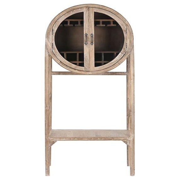 Meuble de bar, meuble de rangement en bois de teck coloris naturel - longueur 75 x profondeur 40 x Hauteur 182 cm