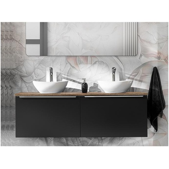 Bobochic - Meuble de salle de bain 160 cm LAYA noir et chêne