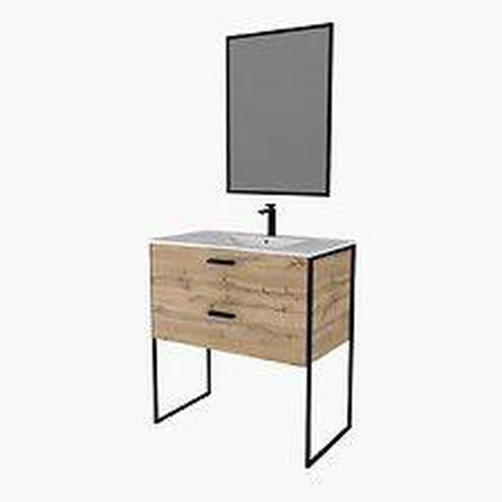 Meuble De Salle De Bain Aurlane Edge 80cm Bois Miroir Plan Vasque