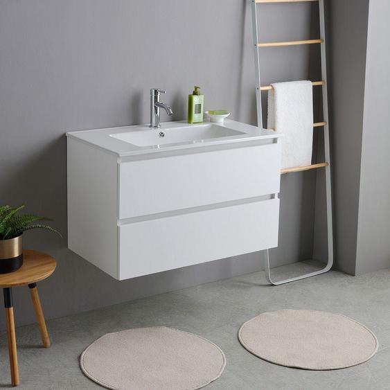 Meuble De Salle De Bains Avec Lavabo 80cm Blanc  Bilbao