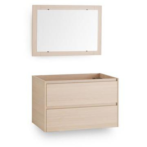 Meuble sous vasque suspendu + miroir L80 cm, Nirio