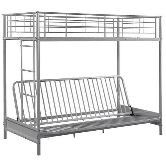 Meubles Cosy Lit Mezzanine Avec Banquette Convertible Sans Matelas - Style Industriel Métal Gris - Sommiers Inclus - 90 X 190 Cm