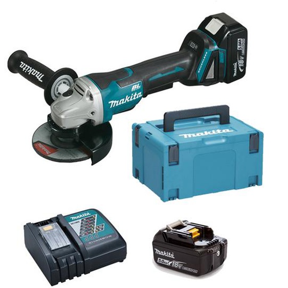 Meuleuse 18V 125mm + 2 batteries 5Ah + chargeur rapide + coffret MAKPAC - MAKITA - DGA508RTJ