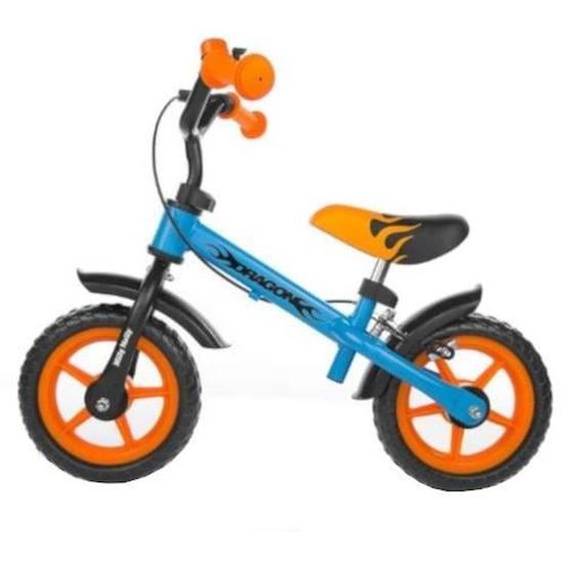 Milly Mally Draisienne À 2 Roues Loopfiets Dragon Met Rem 10 Pouces Junior Bleu/orange Bleu