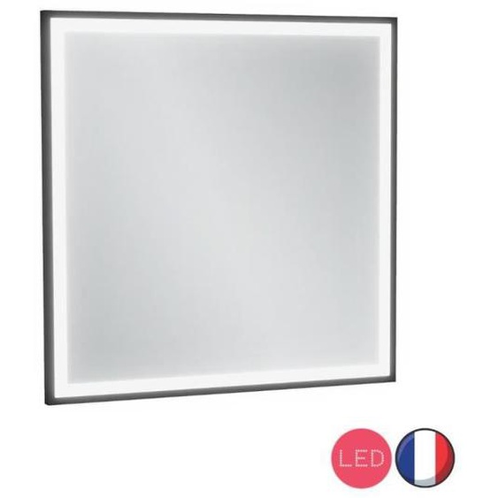 Miroir de salle de bain carré JACOB DELAFON Allure 60x60 cm avec éclairage LED laqué noir satiné