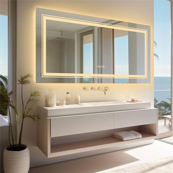 Miroir Lumineux LED pour Salle de Bain LUVODI - Anti-Buée - 140x70cm