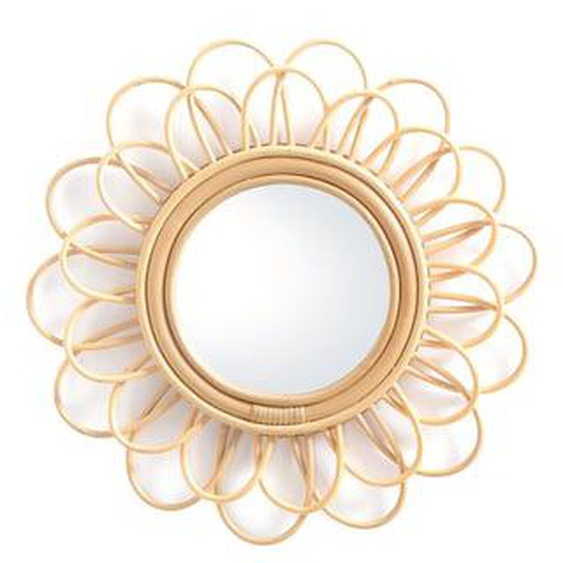 Miroir rotin forme fleur double Ø45 cm, Nogu