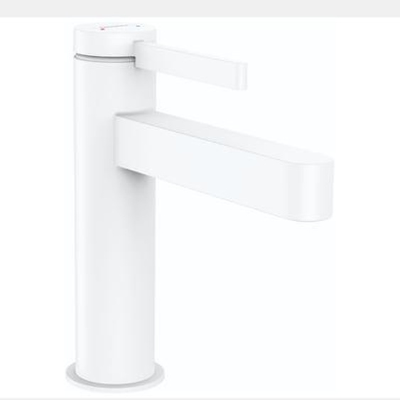 Mitigeur de lavabo 110, bonde Push-Open Finoris blanc mat