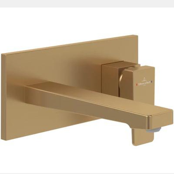 Mitigeur lavabo mural  Architectura Square avec vidage Push Open Brushed Gold