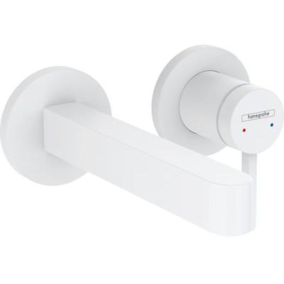 Mitigeur lavabo mural Finoris 165 mm + bonde à écoulement libre Blanc mat