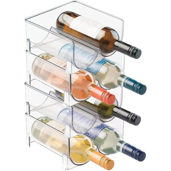 Moderne Range-Bouteilles (Lot De 4) ¿ Casier À Bouteilles Empilable En Plastique Sans Bpa Pour 2 Bouteilles De Vin Ou Autres Boissons ¿ Étagère À Vin Moderne Pour Jusquà 8 Bouteilles ¿ Transparent