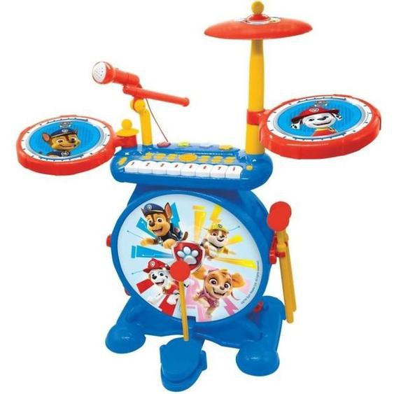 Pat Patrouille - Batterie Électronique Pour Enfant - Lumineuse - Complète 3 En 1 - Clavier, Cymbales Et Tabouret - Lexibook Bleu