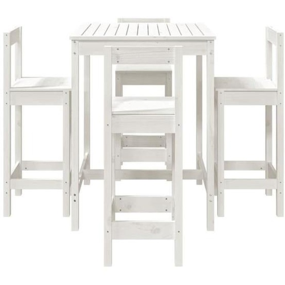 Mothinessto-9985X-Ensemble de bar de jardin 5 pcs blanc bois massif de pin