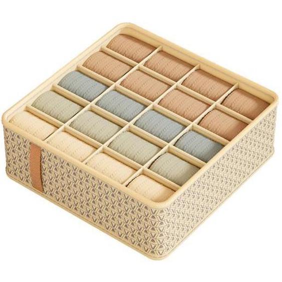 Séparateur de tiroir - Mothinessto - Organisateur de placard - 20 Grille - 32x32x11cm - Beige