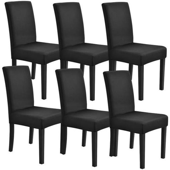 [neu.haus]® 6 x Housse de chaise Protecteur de chaise Élastique Revêtement de chaise Noir Set de 6