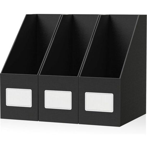 NoirLot de 3 Porte revues robuste fond en carton extra robuste de 1800 gm 105 cm de large porte-revues A4 pour la maison PZCC