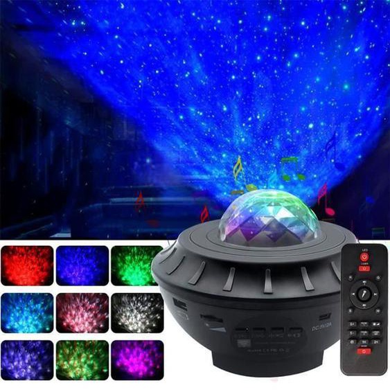 Nouveau Veilleuse Bébé Enfants Projecteur Ciel Etoiles 21 Modes Lampe Projecteur Rotatif Lecteur Musique Haut-Parleur-Noir,isCda