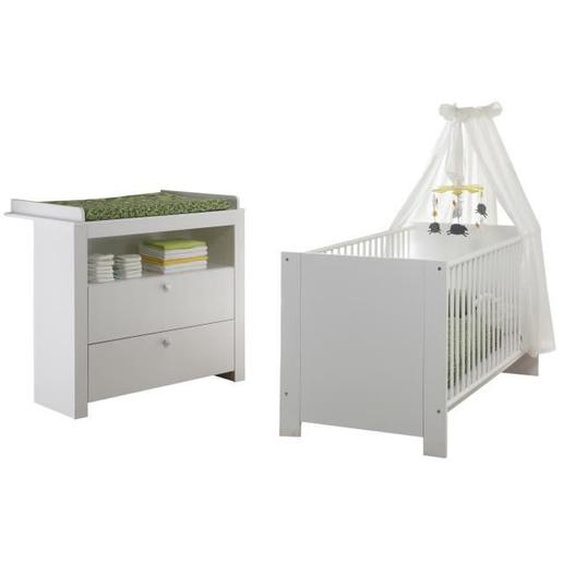 Olja Ensemble de meubles pour enfants, lit bébé et commode à langer, blanc.